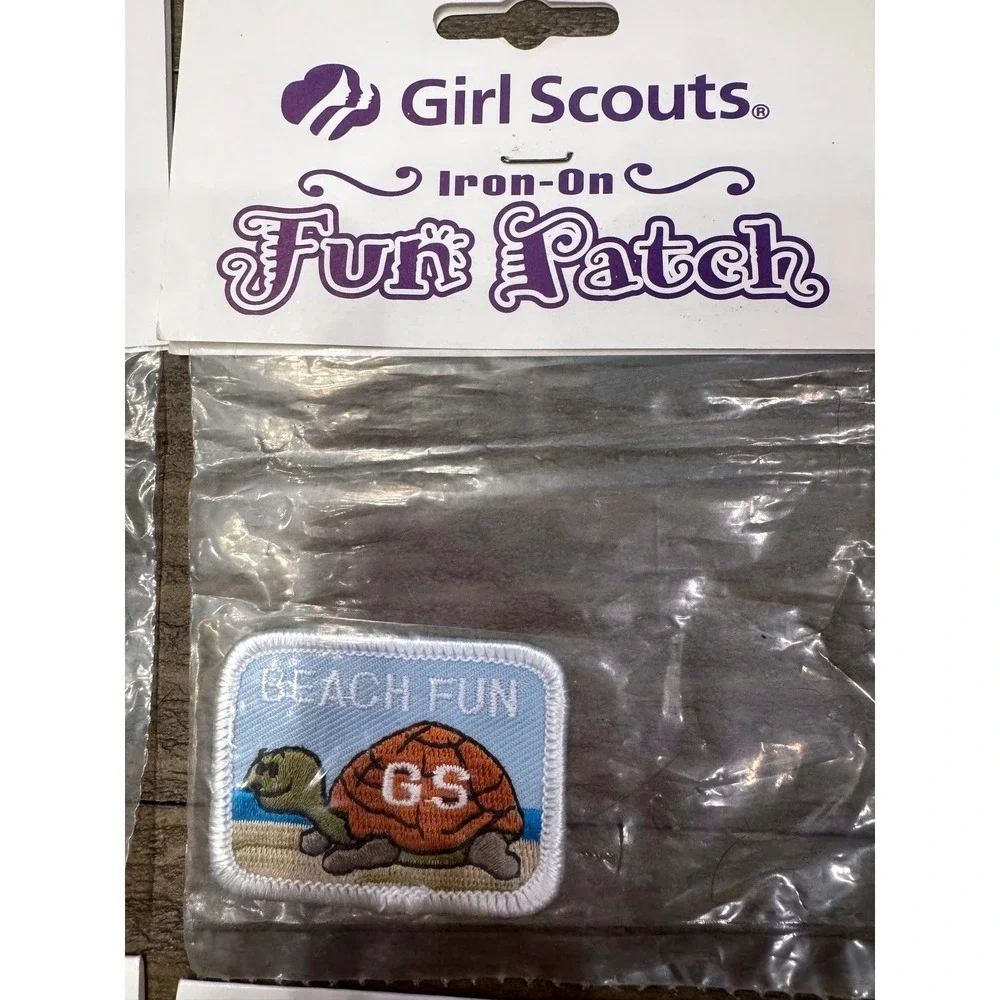 Vintage Girl Scouts NOS Beach Fun Turtle Iron-On Patch Lot of 4 Sealed